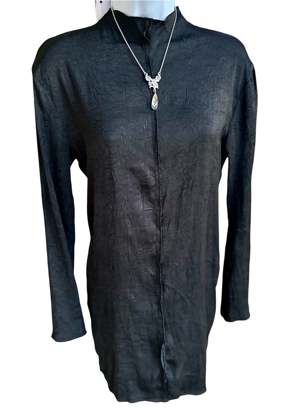 Zara Black Textured Longline Trench Coat